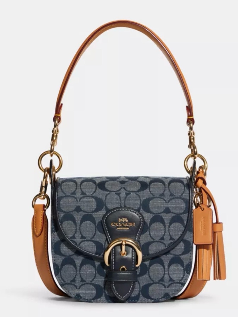 NEW Coach Kleo Shoulder Bag 17 In Signature Chambray with crossbody strap